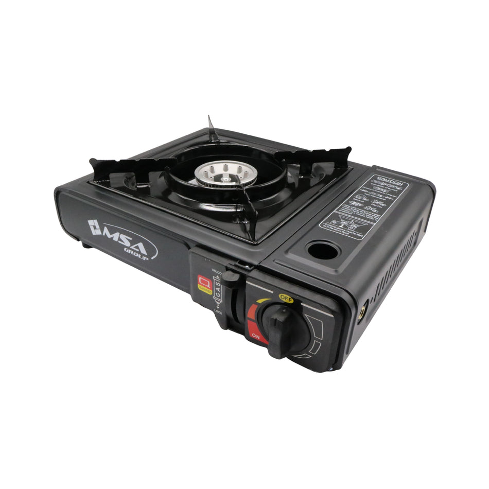 Aragaz camping portabil MSA2032 cu aprindere Piezo, pentru cartuș gaz tip spray, valiză transport inclusă