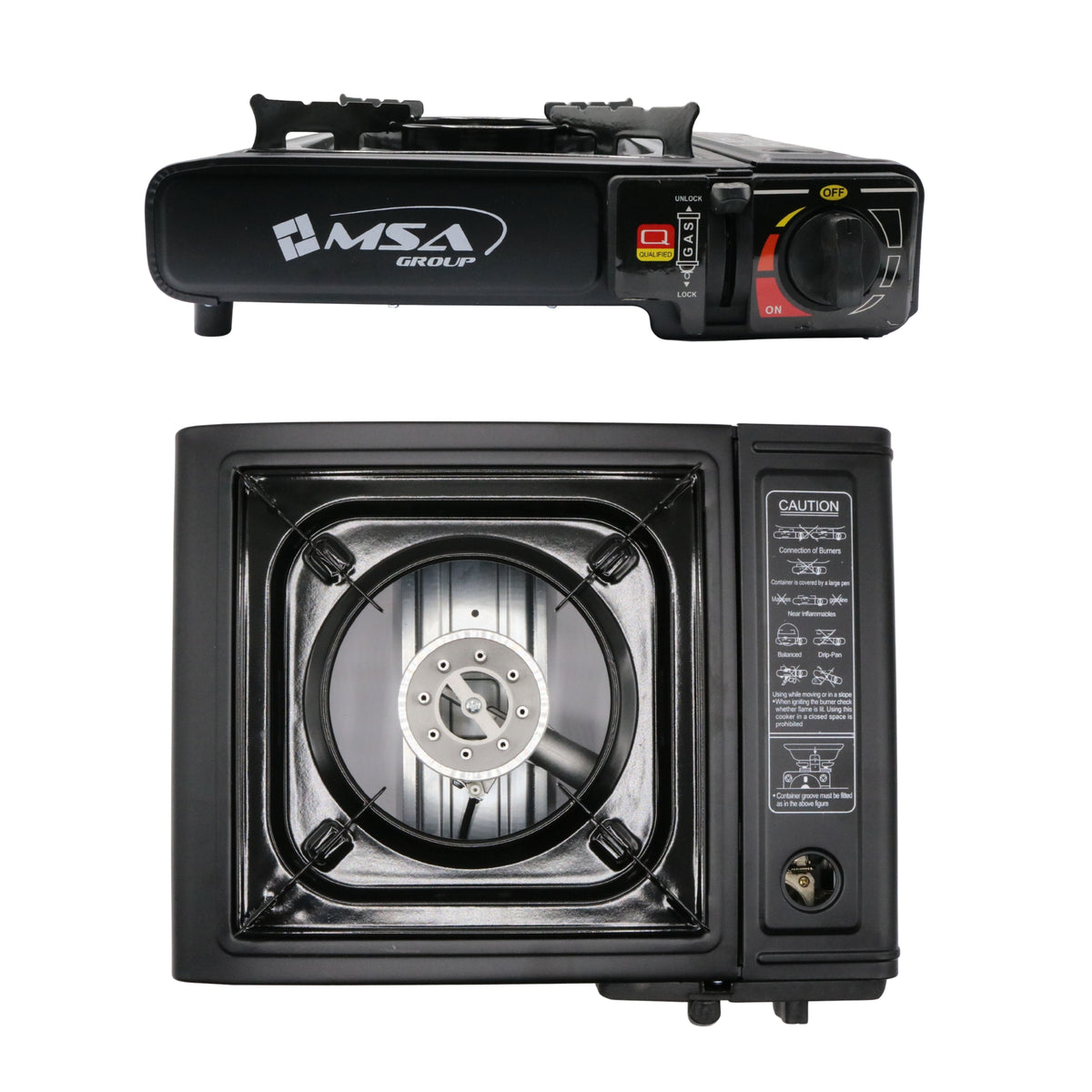 Aragaz camping portabil MSA2032 cu aprindere Piezo, pentru cartuș gaz tip spray, valiză transport inclusă