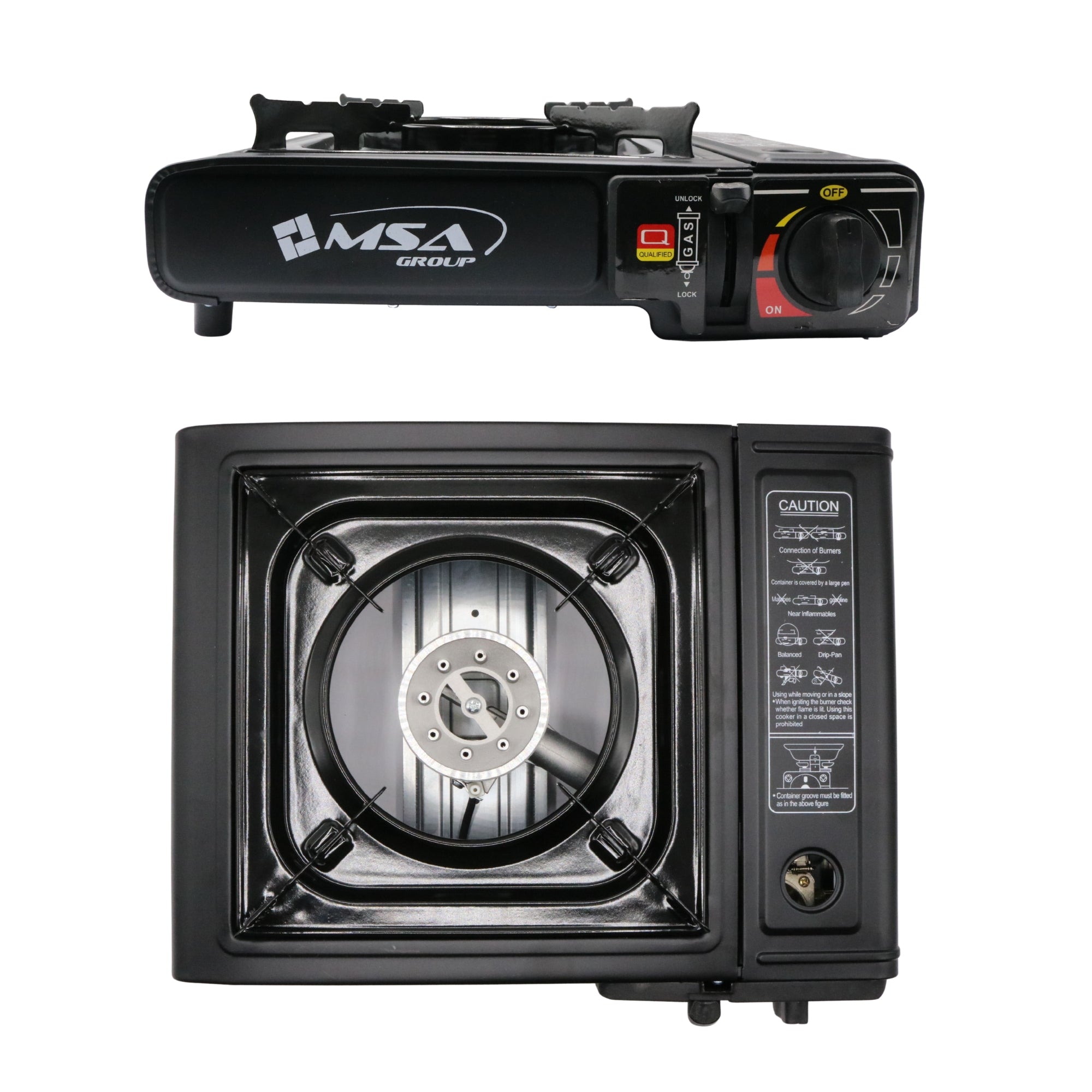 Aragaz camping portabil MSA2032 cu aprindere Piezo, pentru cartuș gaz tip spray, valiză transport inclusă