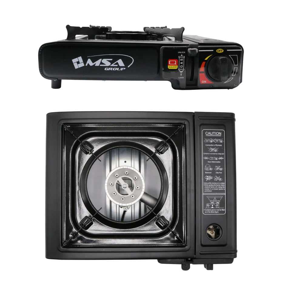 Aragaz camping portabil MSA2032 cu aprindere Piezo, pentru cartuș gaz tip spray, valiză transport inclusă