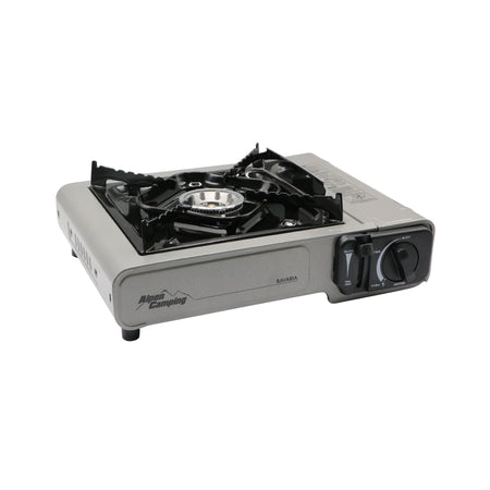 Aragaz portabil cu 1 ochi Alpen Camping Bavaria IK001, 2.2 kW, alimentare butan, aprindere piezo, valiză transport inclusă, 34 x 28 cm