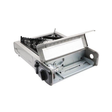 Aragaz portabil cu 1 ochi Alpen Camping Bavaria IK001, 2.2 kW, alimentare butan, aprindere piezo, valiză transport inclusă, 34 x 28 cm