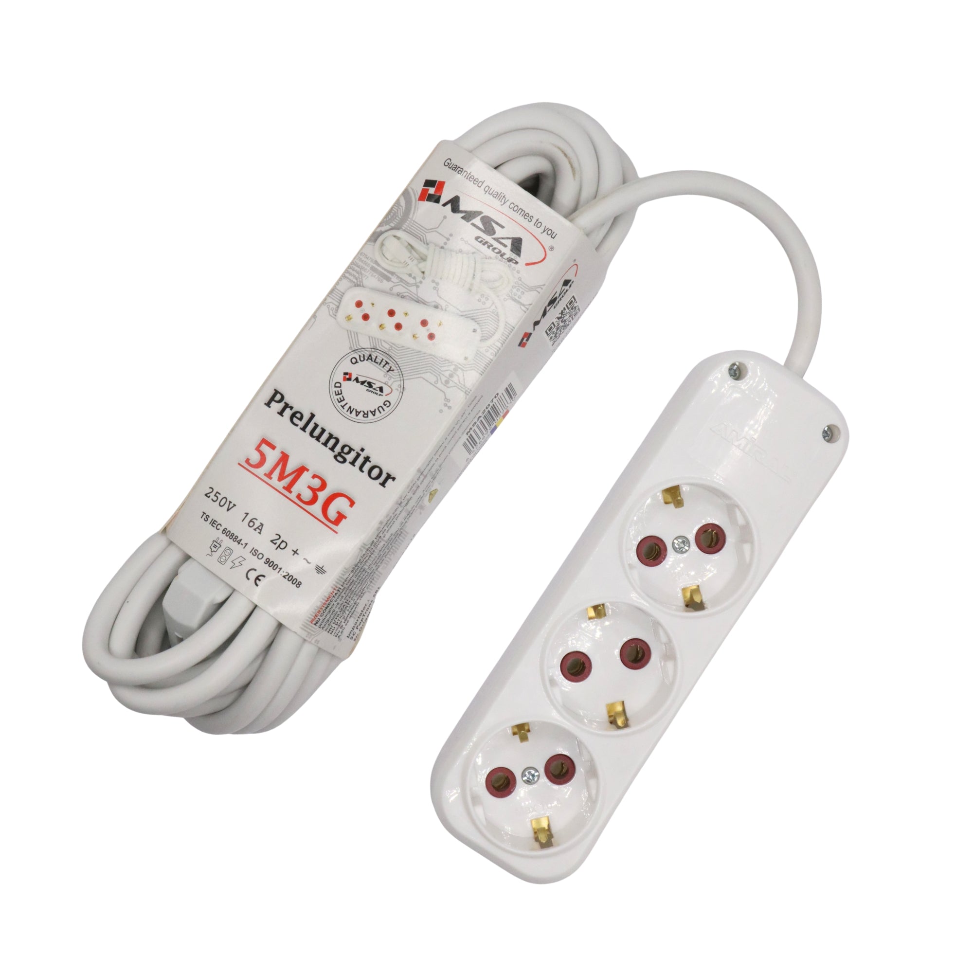 Prelungitor 3 prize cu împământare 5 m MSA Group, 16A, 250V, MSA2070