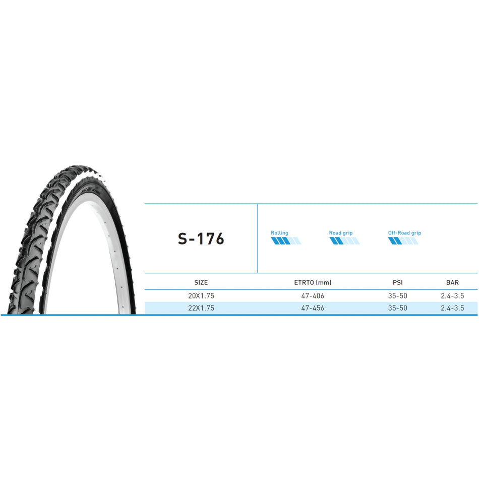 Anvelopă pentru bicicletă Deli Tire S-176, 20 x 1.75, negru