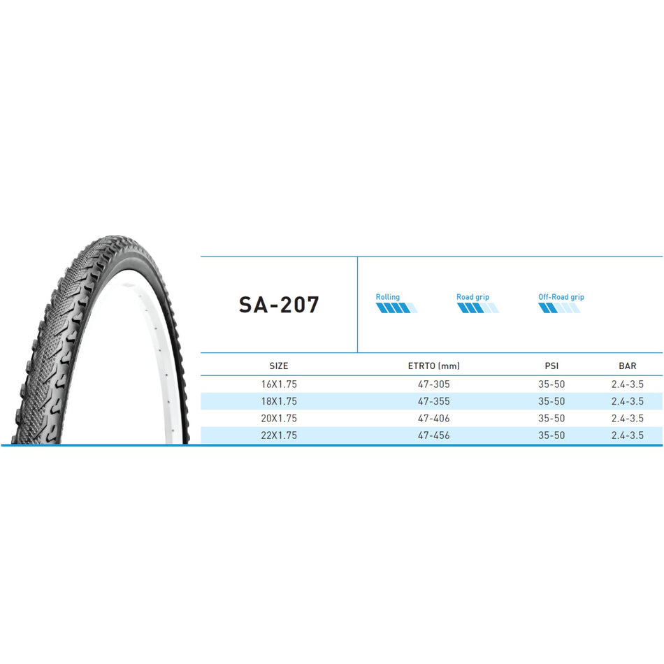 Anvelopă pentru bicicletă Deli Tire SA-207, 18 x 1.75, negru