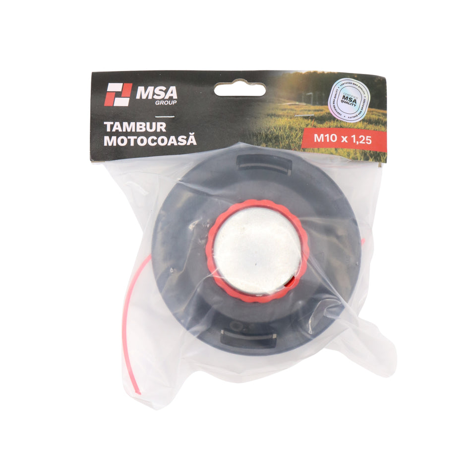 Tambur motocoasă, negru + roșu, M10 x 1.25, fir dublu, – MSA2740