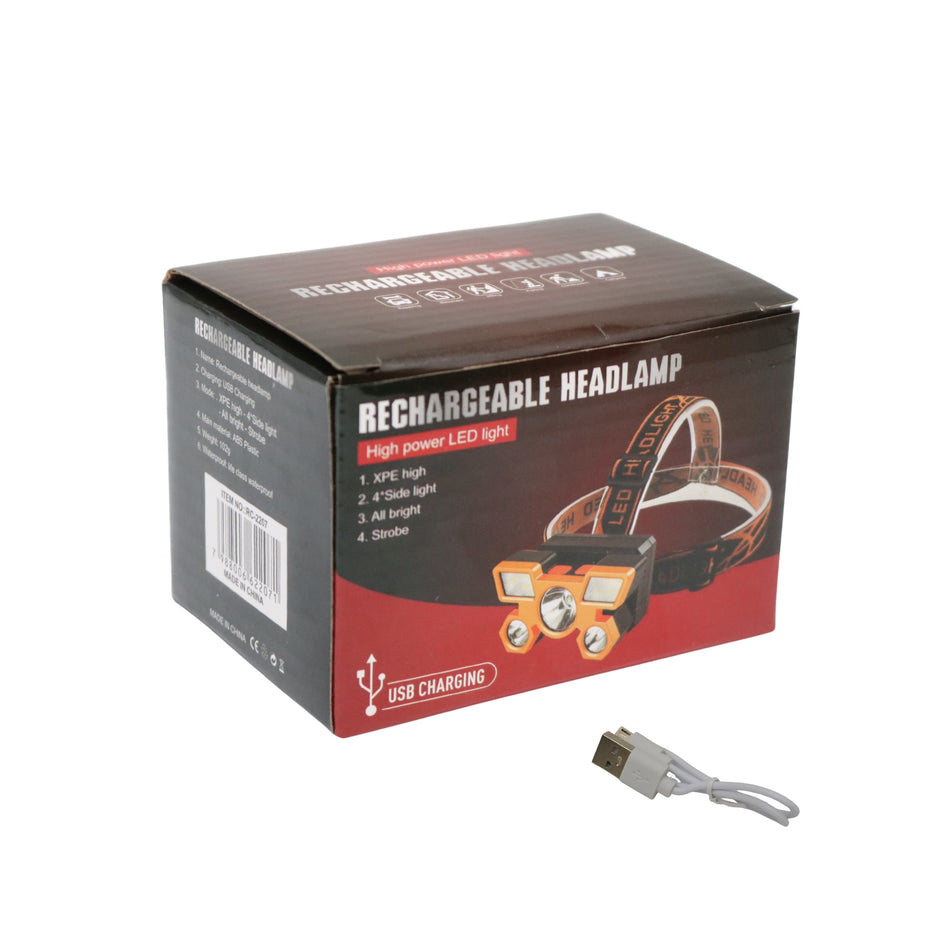 Lanternă frontală 5 LED-uri, USB, Model RC-2207