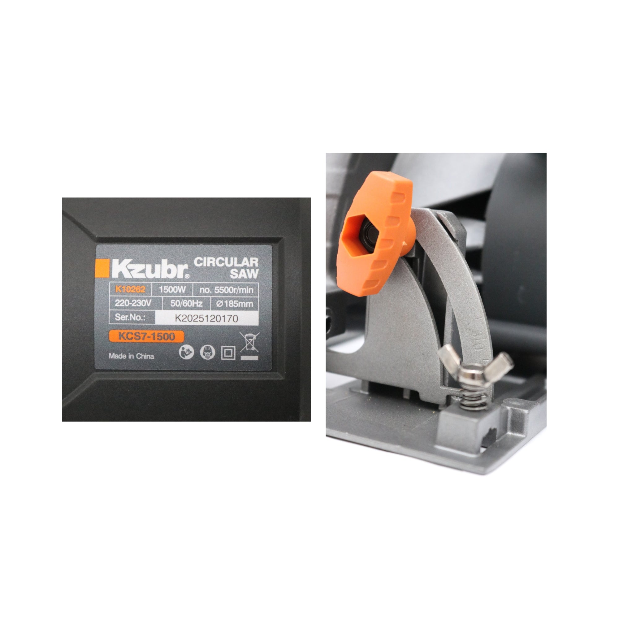 Fierăstrău circular electric Kzubr KCS7-1500, 1500 W, Ø185 mm, 5500 rpm, – MSA3076
