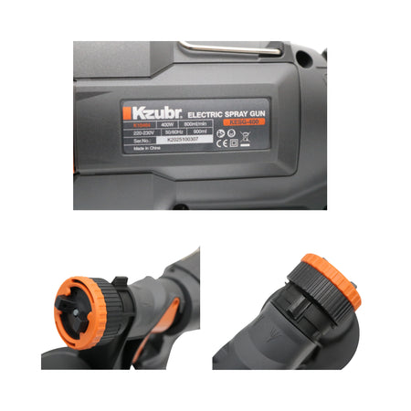Pistol electric de vopsit Kzubr KESG-400, 400 W, rezervor 900 ml, debit 800 ml/min, – MSA3088