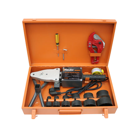 Aparat de sudură pentru țevi PPR Kzubr KPPR-1600, 1600 W, 0-300°C, 20-63 mm, cu foarfecă pentru țevi și cutie metalică, – MSA3115
