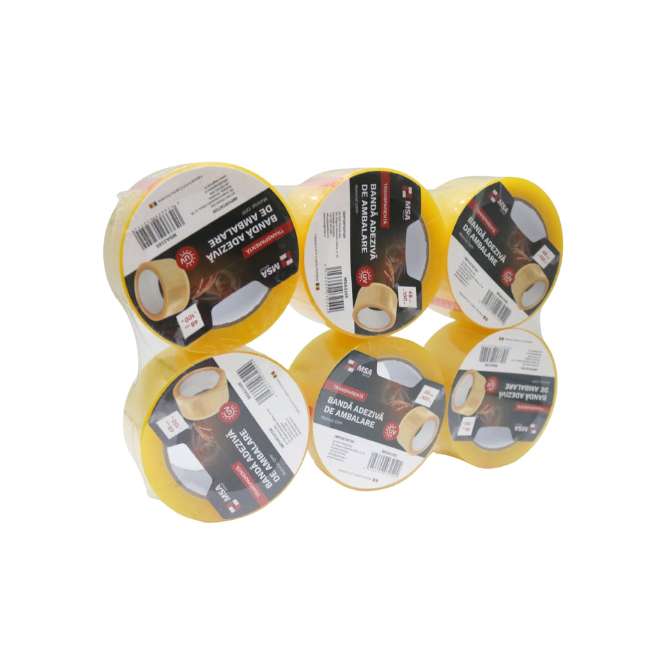 Bandă adezivă de ambalare 48 mm x 100 m, Transparentă – MSA3165