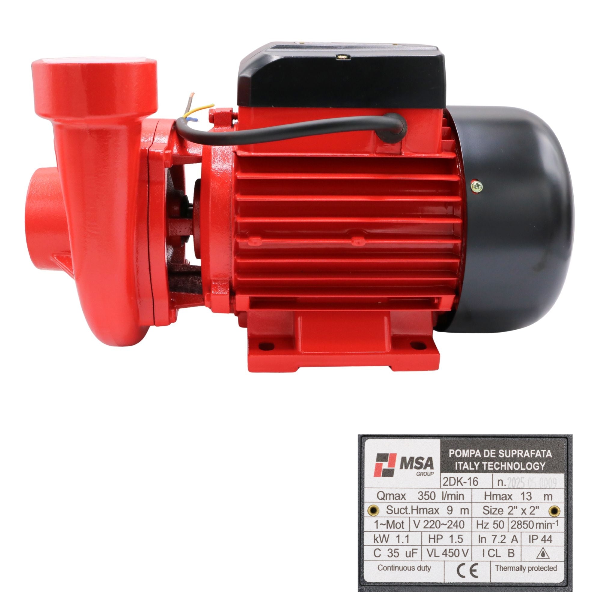 Pompa de suprafață 2DK-16 1.1kW 2” x 2”, MSA Group – MSA3222