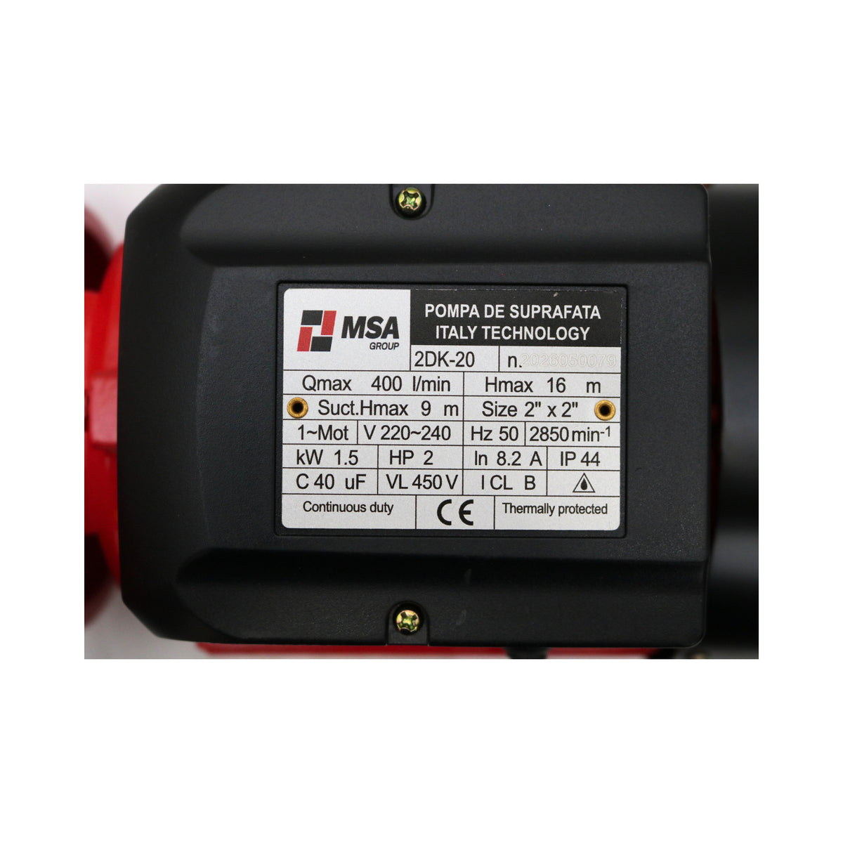 Pompa de suprafață 2DK-20 1.5kW 2” x 2”, MSA Group – MSA3223