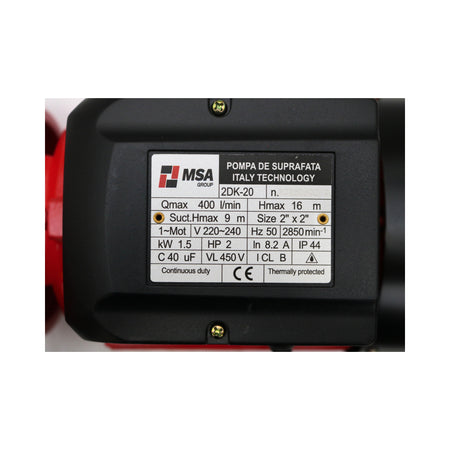 Pompa de suprafață 2DK-20 1.5kW 2” x 2”, MSA Group – MSA3223