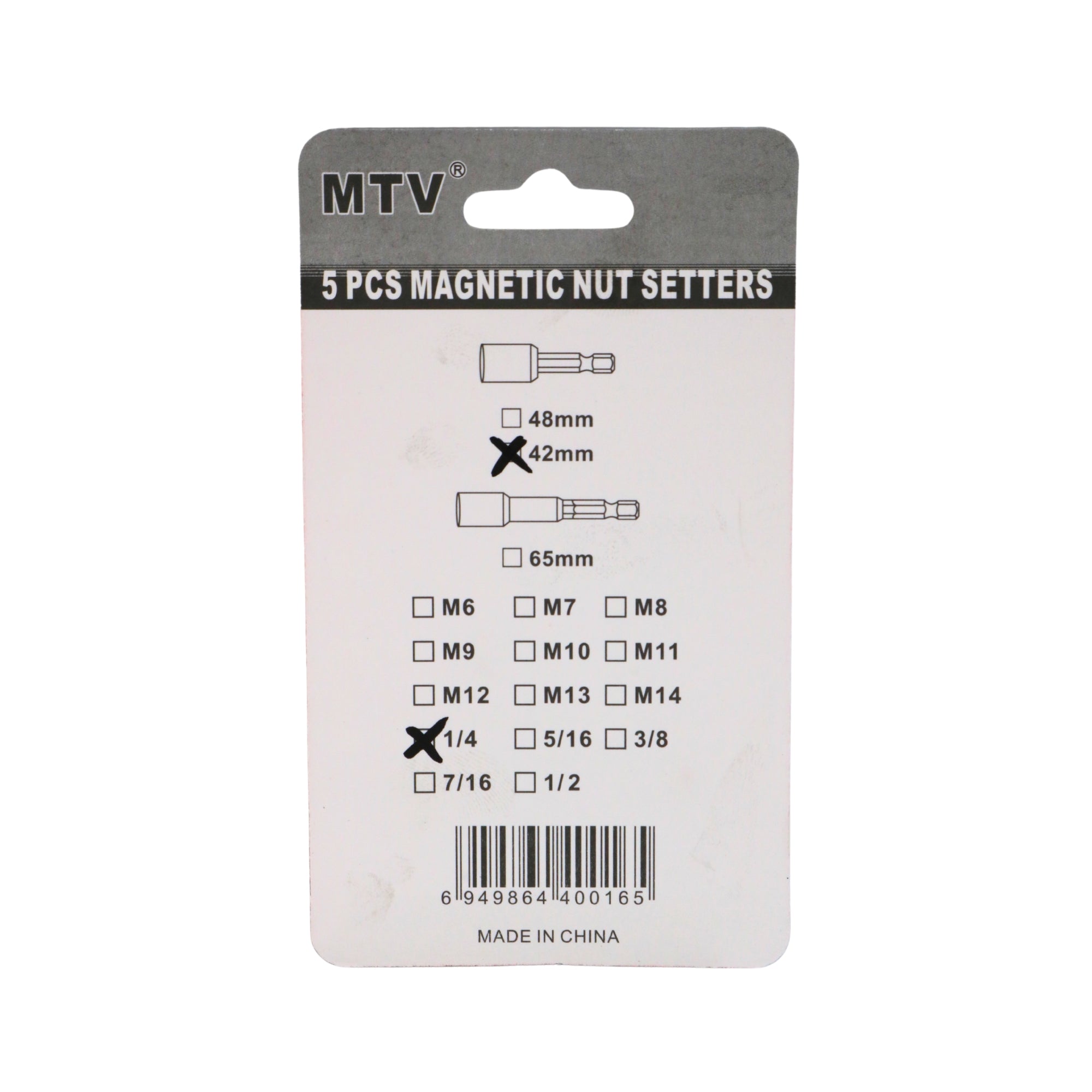 Tubulară 8 mm cu tijă 42 mm 1/4 Cr-V, set 5 bucăți MTV – MSA3265