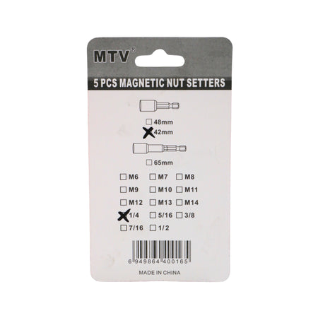 Tubulară 8 mm cu tijă 42 mm 1/4 Cr-V, set 5 bucăți MTV – MSA3265