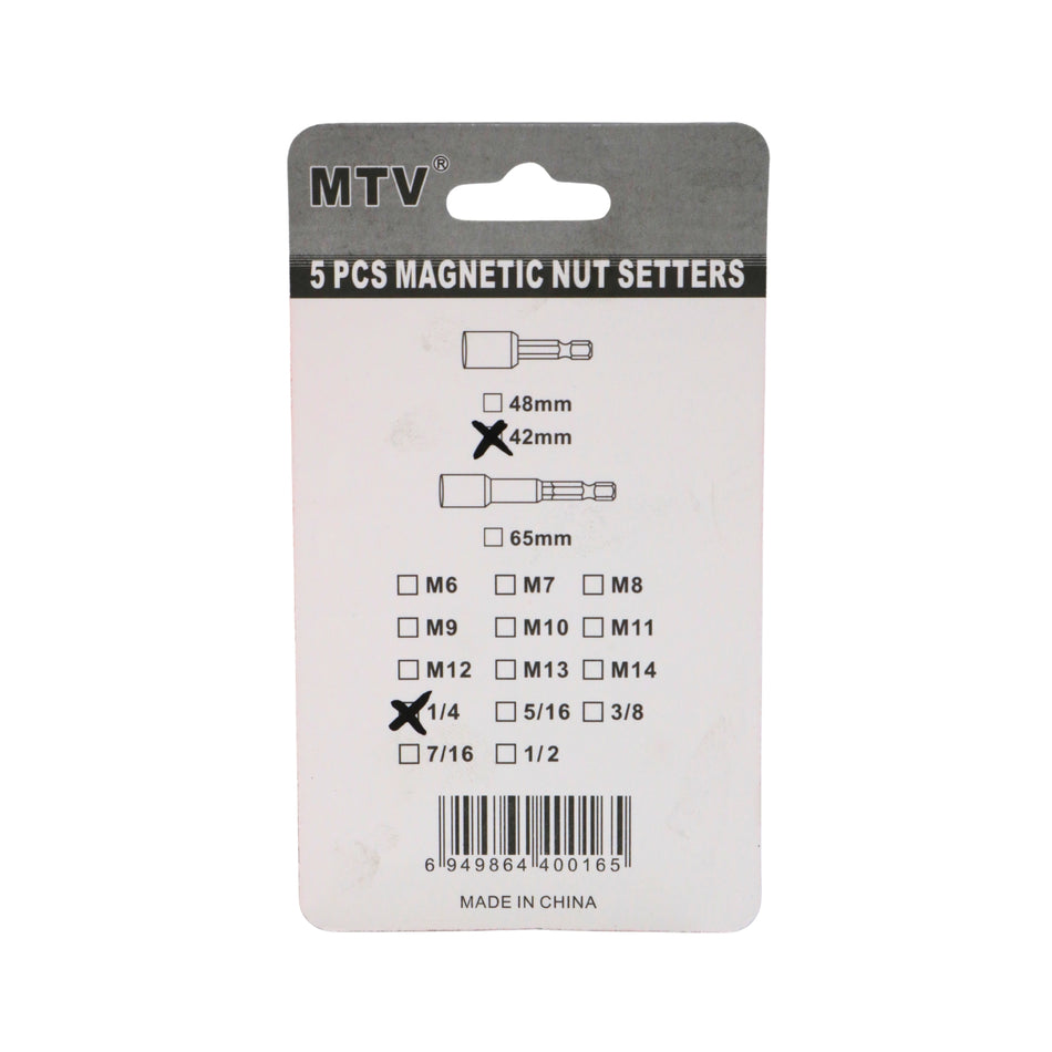 Tubulară 8 mm cu tijă 42 mm 1/4 Cr-V, set 5 bucăți MTV – MSA3265