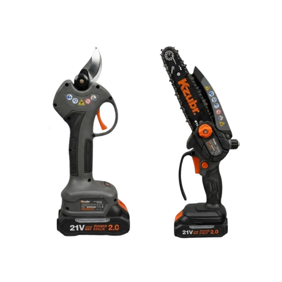 Kit grădină 3 în 1 KZUBR KCES-21V-3+1 TIO, 21 V, 2 acumulatori 2.0 Ah, K10034
