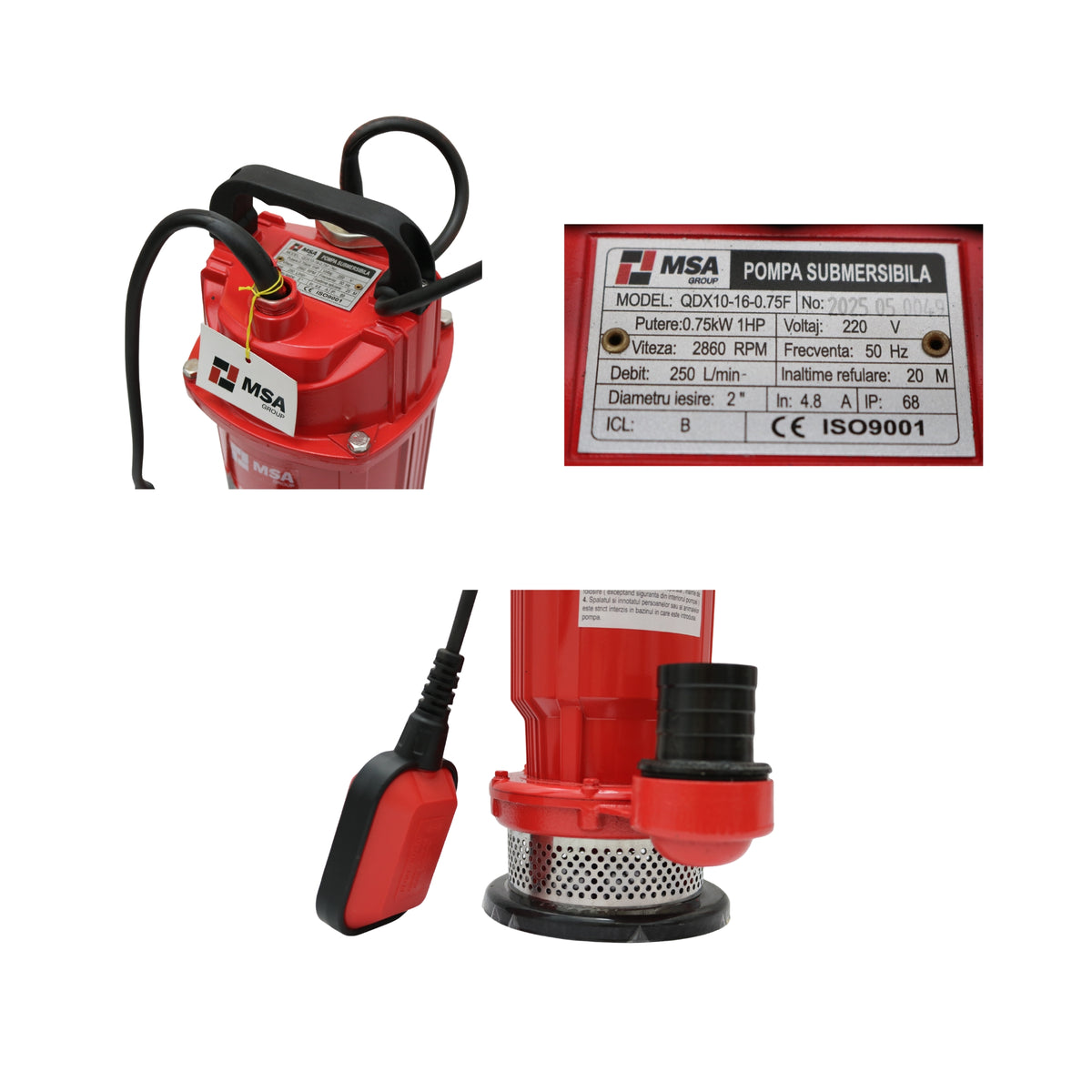 Pompa apă submersibilă QDX 10-16-0.75kW, 2", cupru, H 20 m, MSA