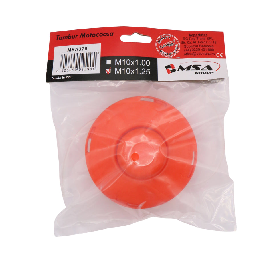 Tambur motocoasă plastic portocaliu, M10 x 1.25, fir dublu – MSA376