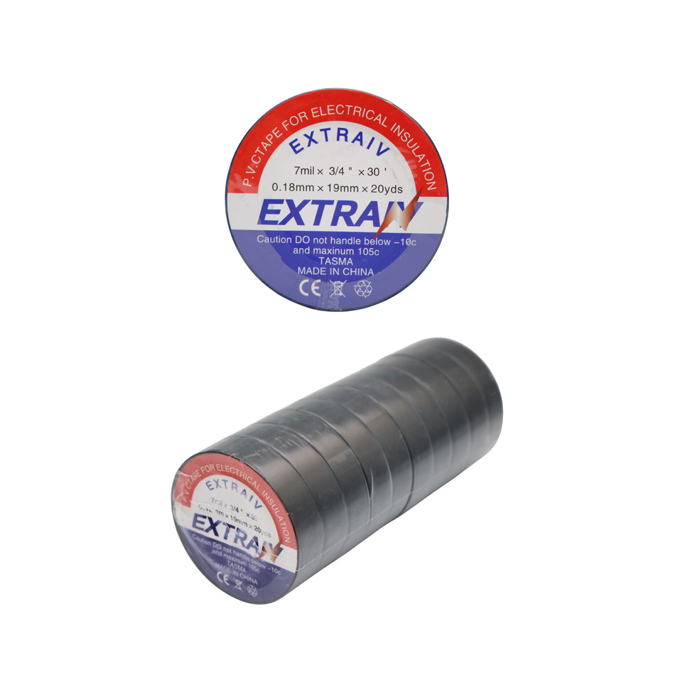 Bandă izolatoare neagră PVC Extraiv 0.18 mm x 19 mm x 17 m – MSA74