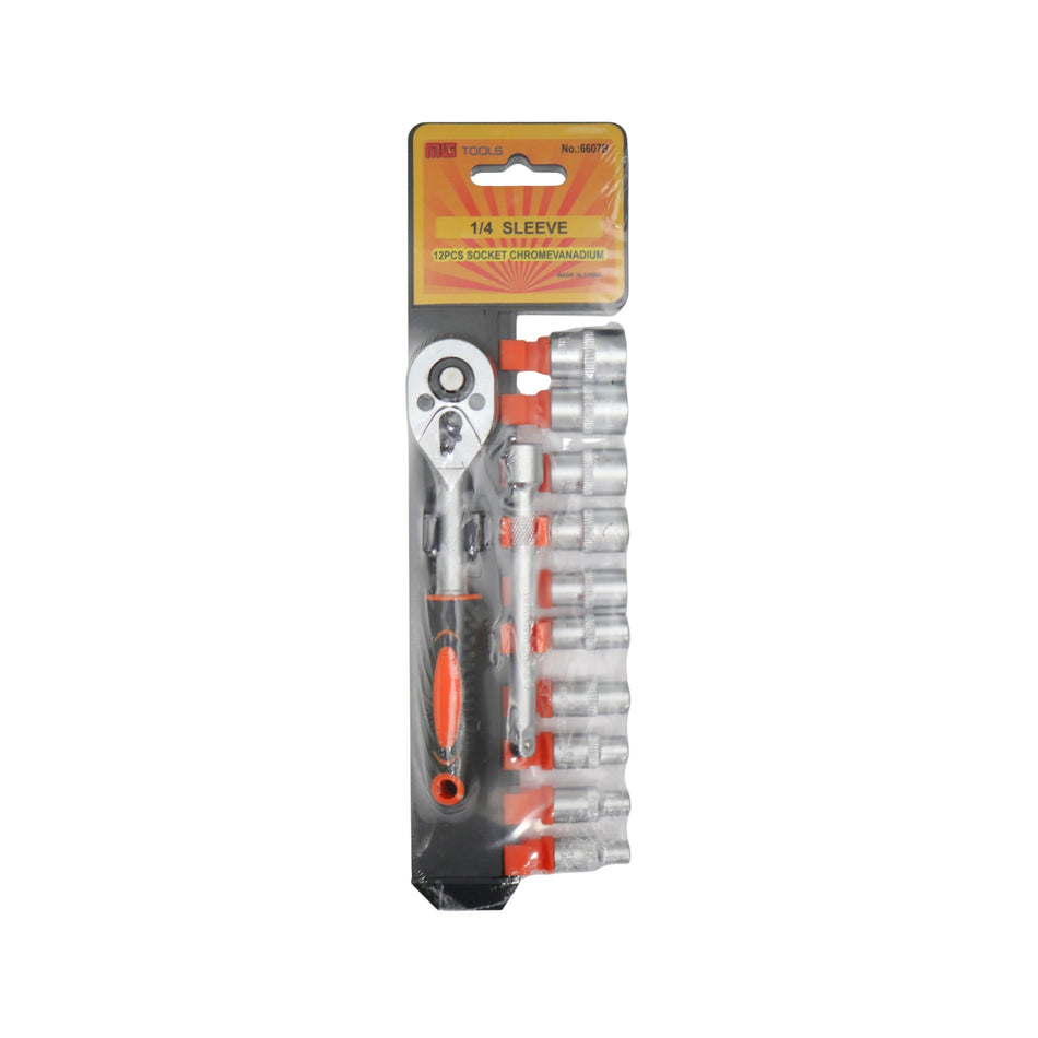 Set tubulare cu clichet 1/4", 12 piese, MG Tools No.6607B