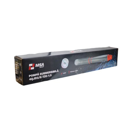 Pompa submersibilă de adâncime MSA 4QJD2/8-120-1.5, 1.5 kW, 8 etaje, refulare 120 m, debit 7 m³/h, inox, 15 m cablu