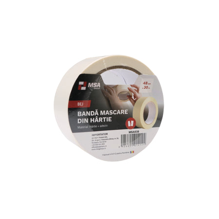 Bandă de mascare din hârtie 48 mm x 30 m, Bej – MSA938