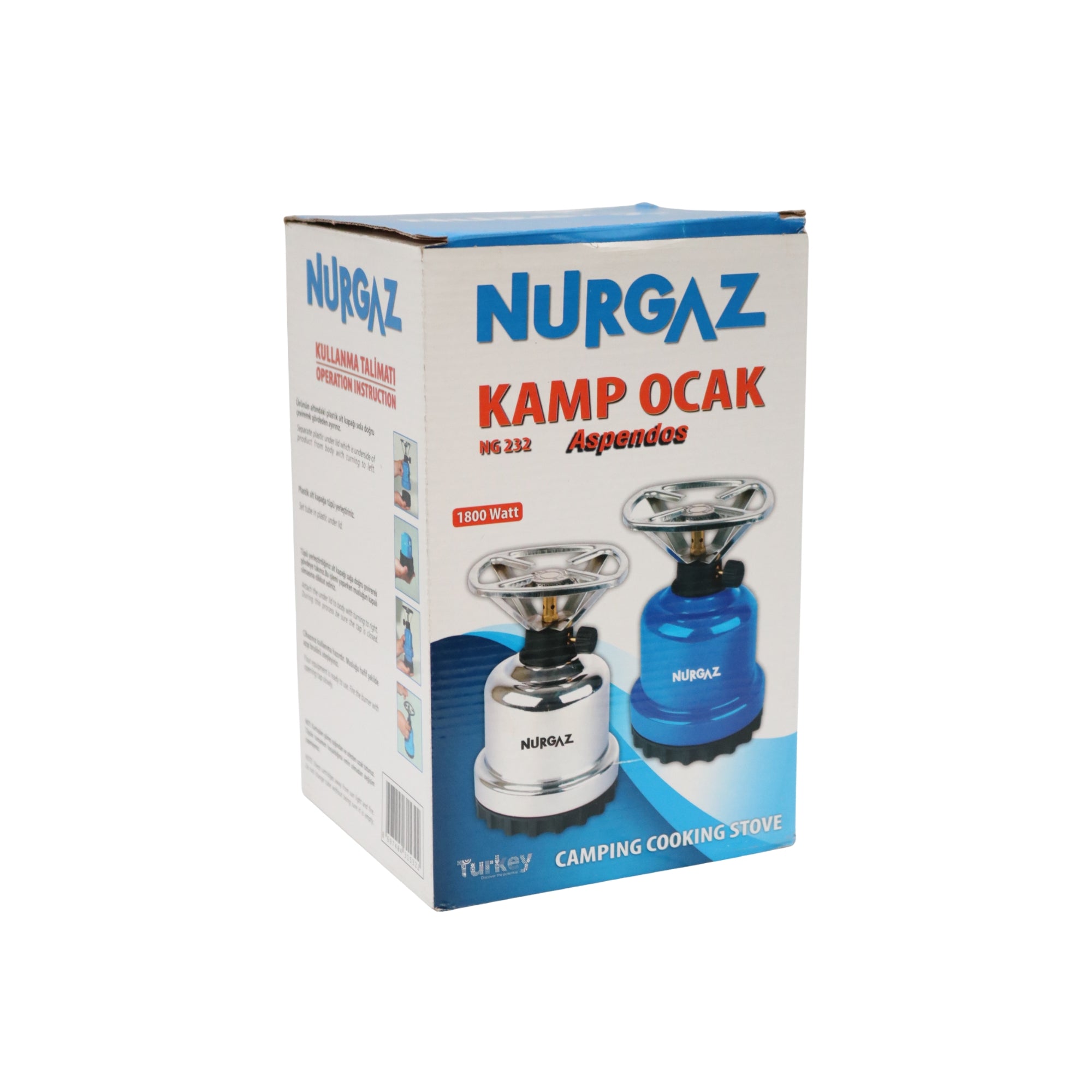 Aragaz camping metal Nurgaz Aspendos, pentru butelie/cartuș gaz 500 g