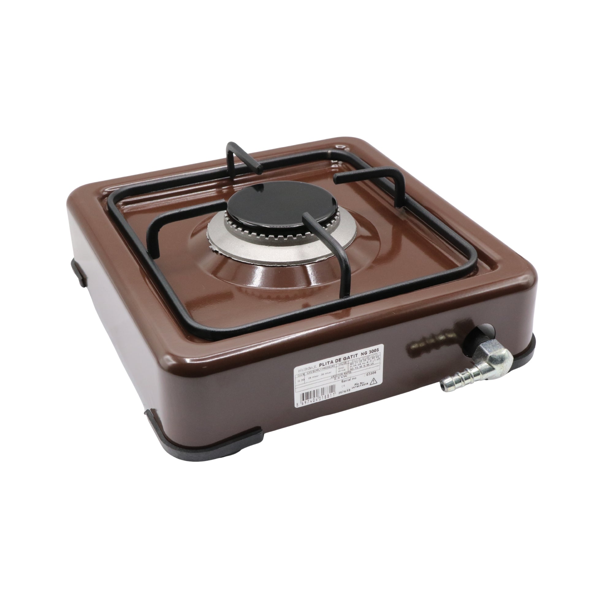 Aragaz cu 1 ochi Nurgaz NG3005, 2.3 kW, 28 x 26 cm, alimentare GPL, maro