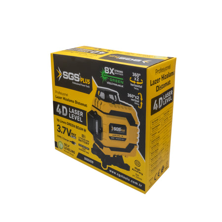 Nivelă laser 4D, 16 linii verzi, 4x360°, cu telecomandă și accesorii – SGS5429