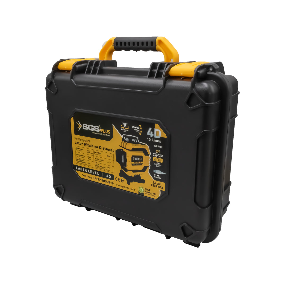 Nivelă laser 4D, 16 linii verzi, 4x360°, cu telecomandă și accesorii – SGS5429