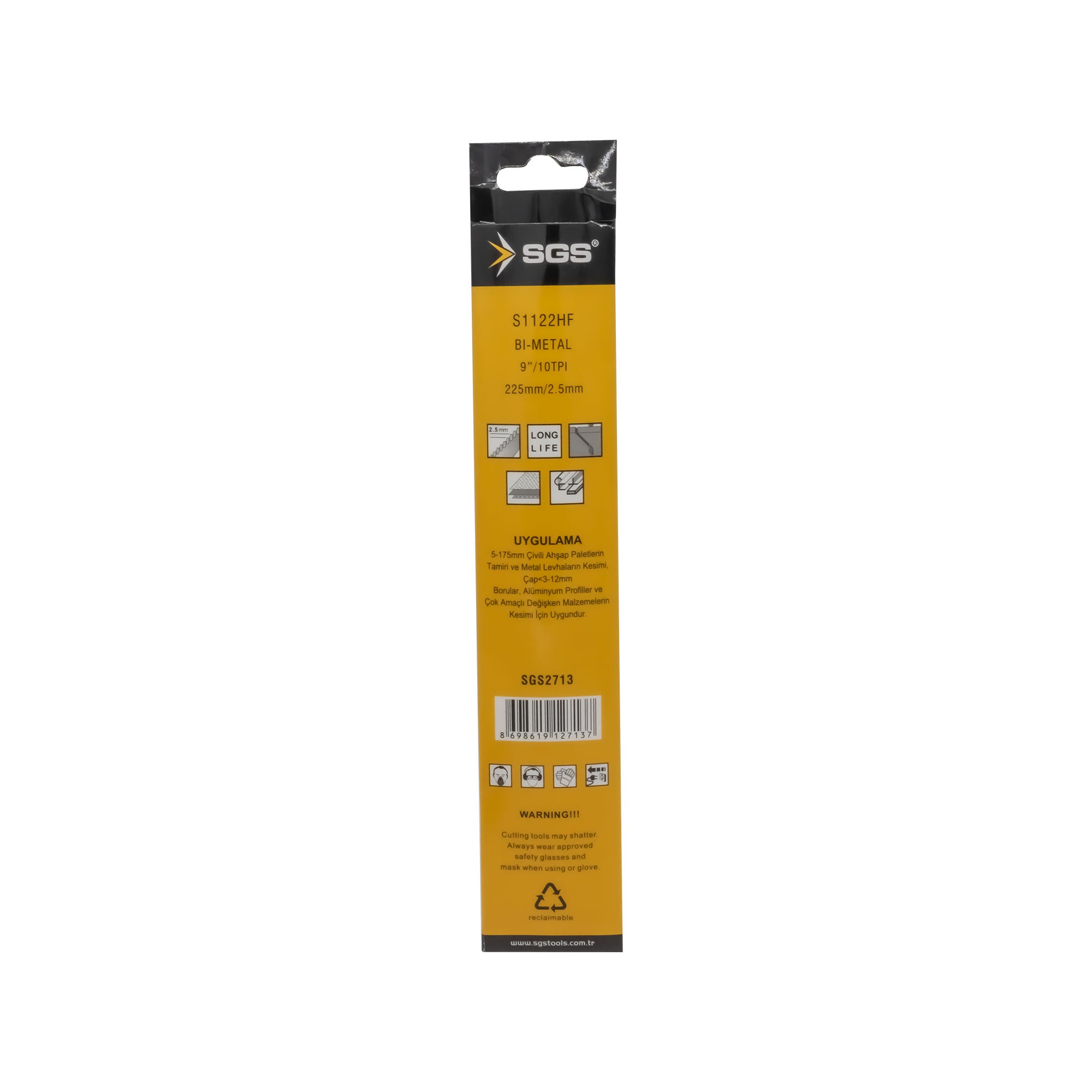 Set 5 pânze sabie metal S1122HF BI-METAL 225 x 2.5 mm, HSS, pentru metal, aluminiu și țevi