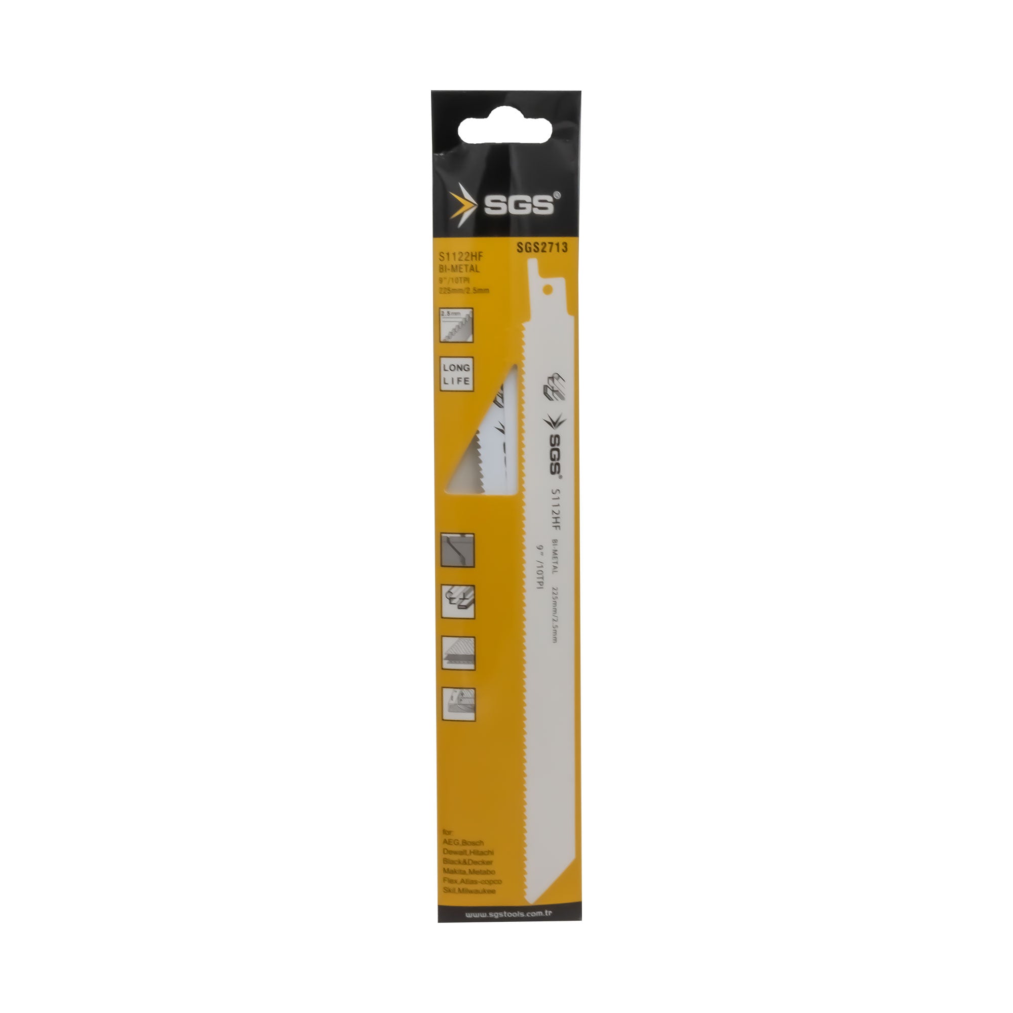 Set 5 pânze sabie metal S1122HF BI-METAL 225 x 2.5 mm, HSS, pentru metal, aluminiu și țevi
