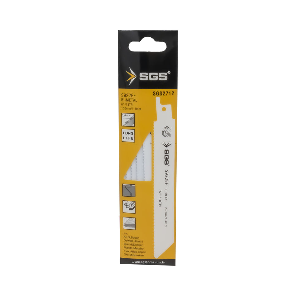 Set 5 pânze sabie metal S922EF BI-METAL 150 x 1.4 mm, HSS, pentru metal și aluminiu