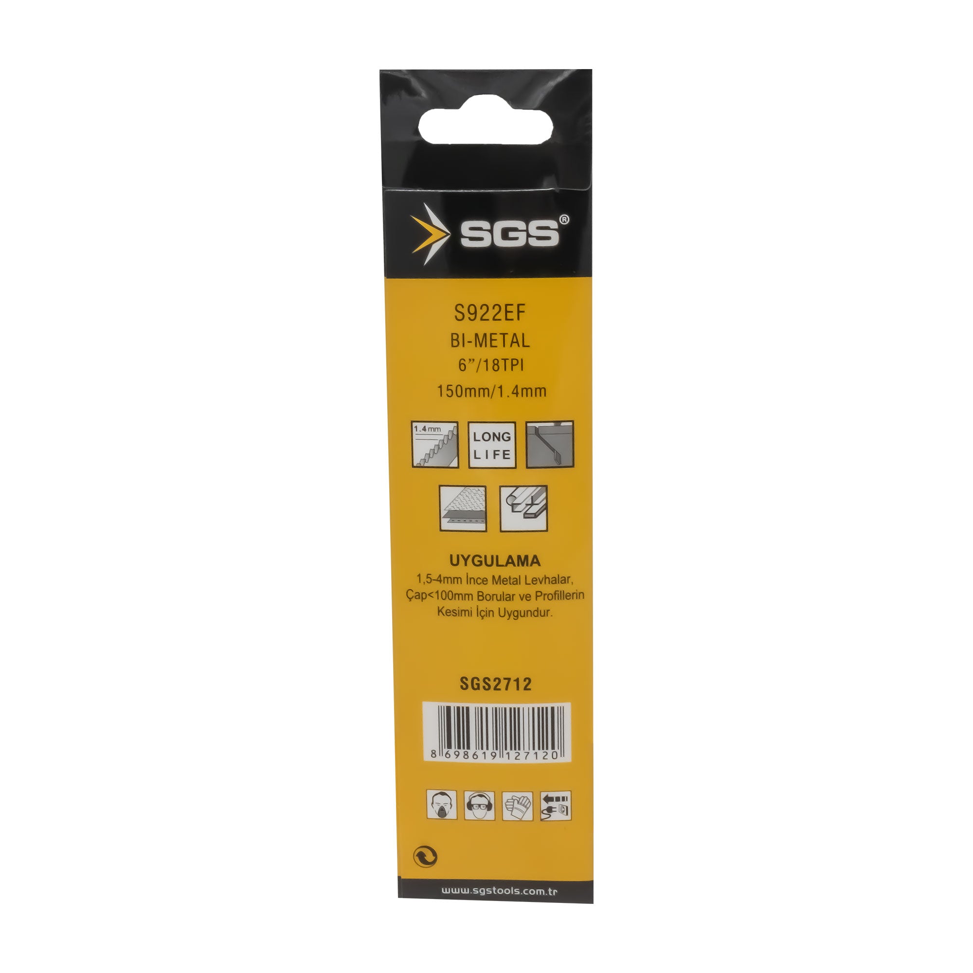 Set 5 pânze sabie metal S922EF BI-METAL 150 x 1.4 mm, HSS, pentru metal și aluminiu