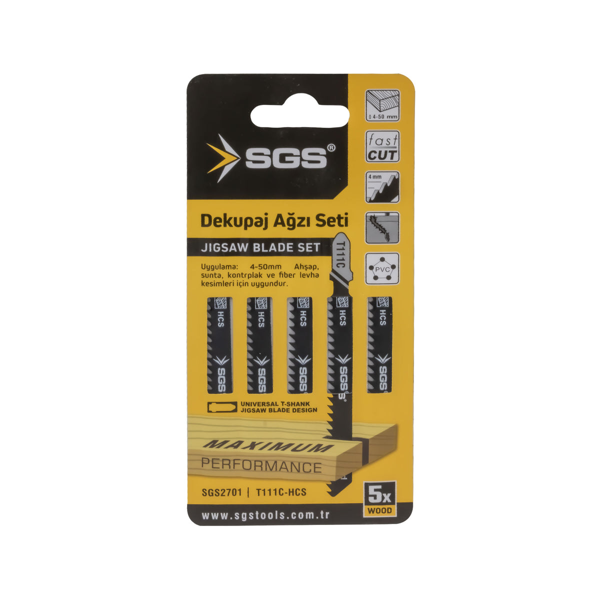 Set 5 pânze decupaj T111C pentru lemn 100 x 7.9 mm, Clean Cut