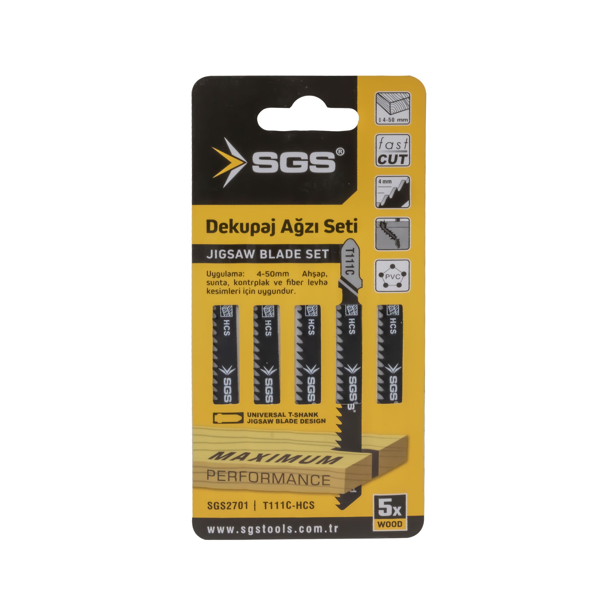 Set 5 pânze decupaj T111C pentru lemn 100 x 7.9 mm, Clean Cut