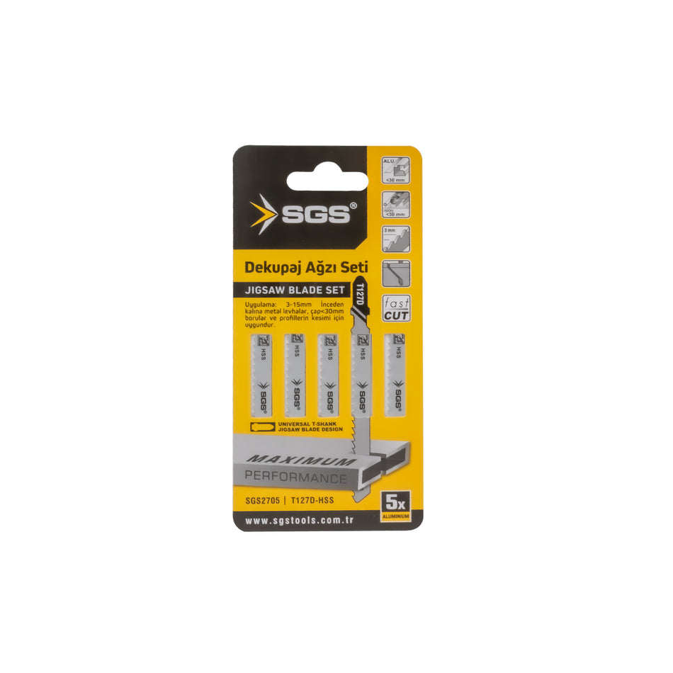 Set 5 pânze decupaj T127D pentru aluminiu 100 x 7.9 mm, HSS, pas dinți 3 mm
