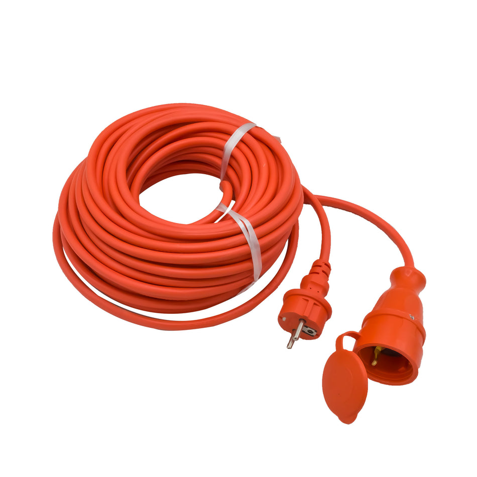 Prelungitor cuplă 20 m, 3 x 1,5 mm², IP44, portocaliu, Bylion