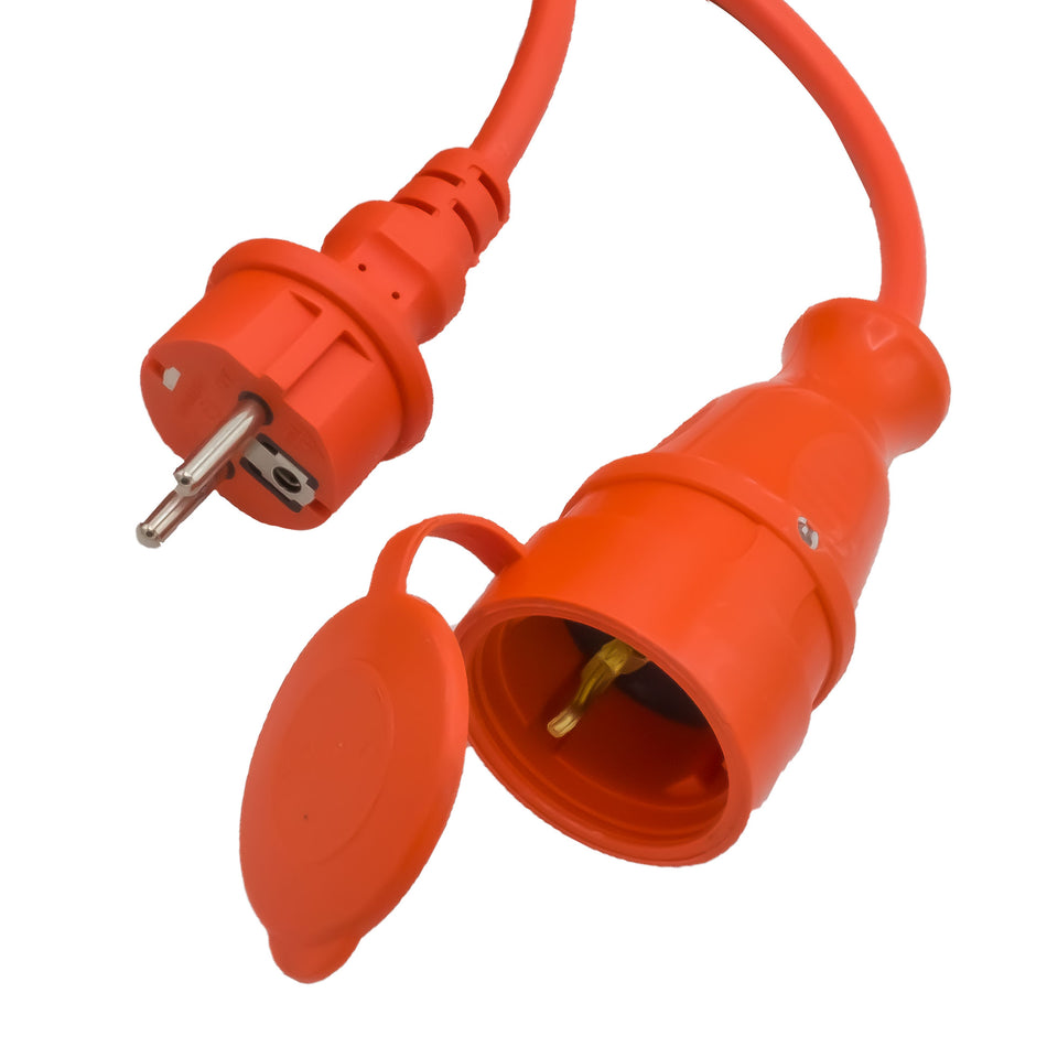 Prelungitor cuplă 20 m, 3 x 1,5 mm², IP44, portocaliu, Bylion