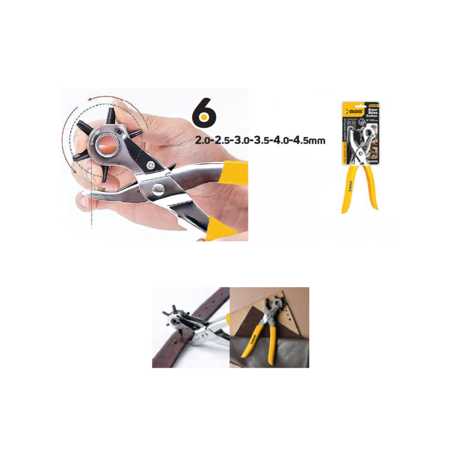 Clește preducea rotativă pentru piele și curele 225 mm (6 dimensiuni 2–4.5 mm)
