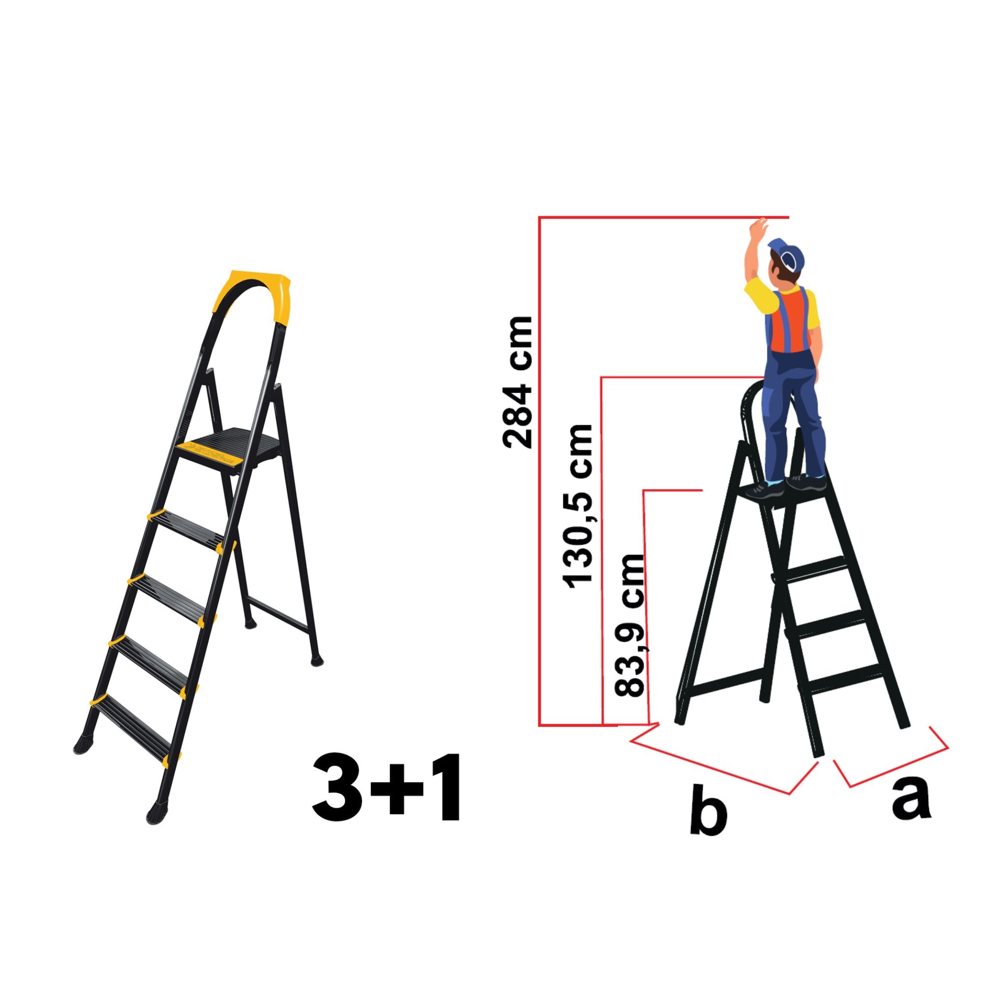 Scară metalică Hope Step, 3+1 trepte, platformă superioară, structură solidă, 150kg