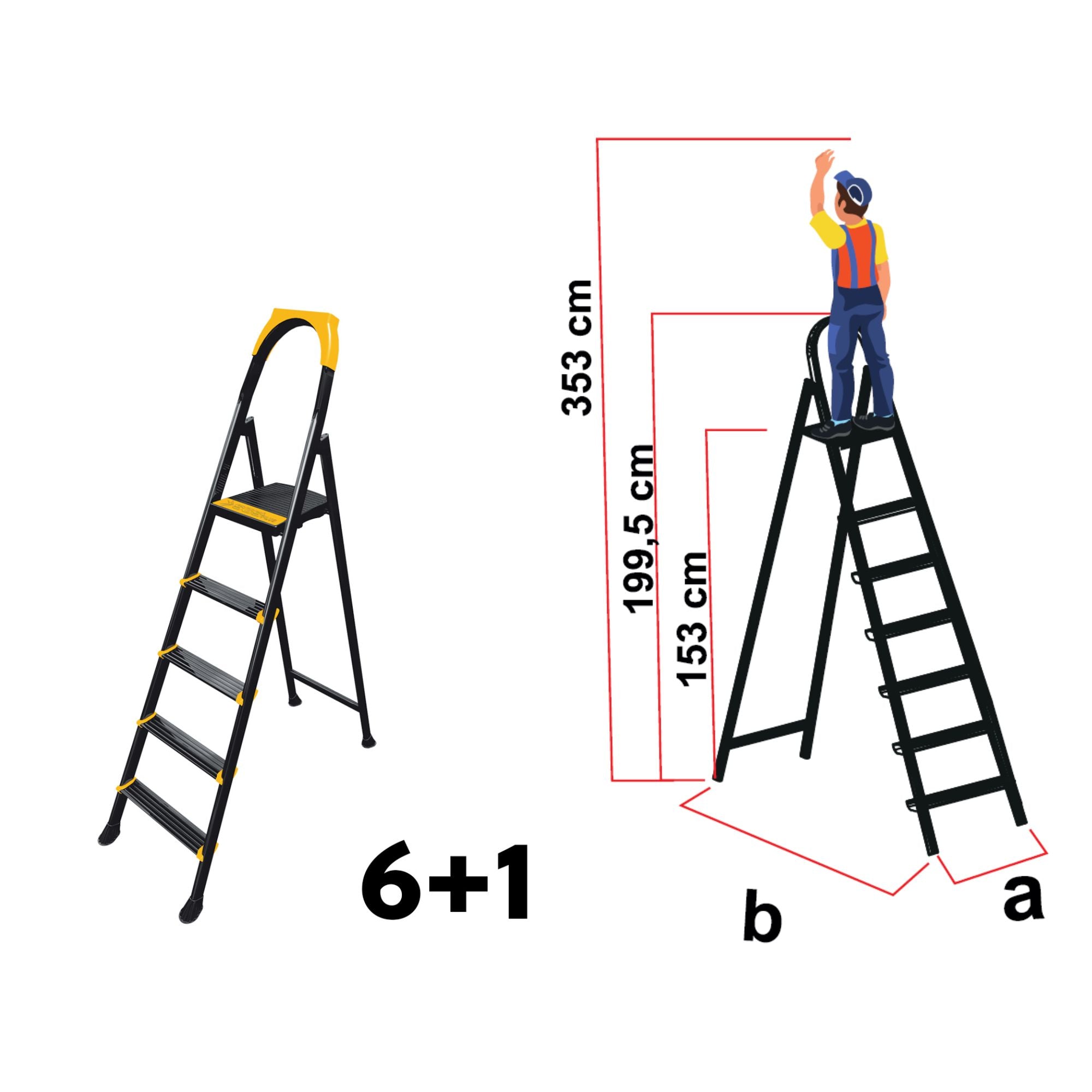 Scară metalică Home Step, 6+1 trepte, platformă superioară, structură solidă, 150kg