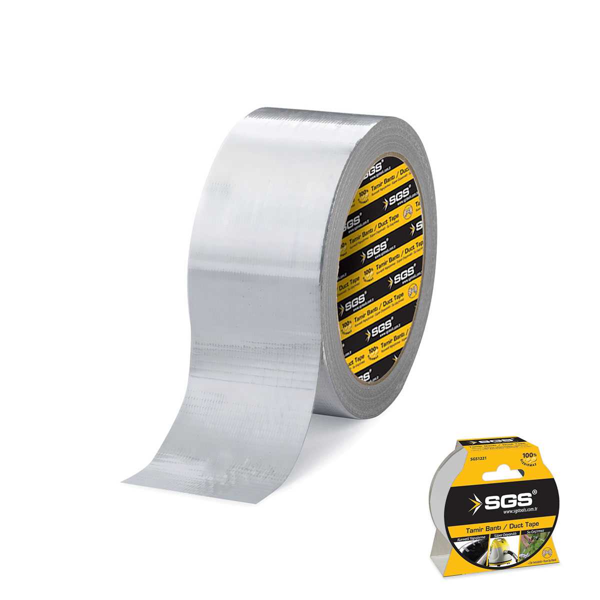 Banda adezivă tip duct tape 48 mm x 10 m, gri, SGS1221