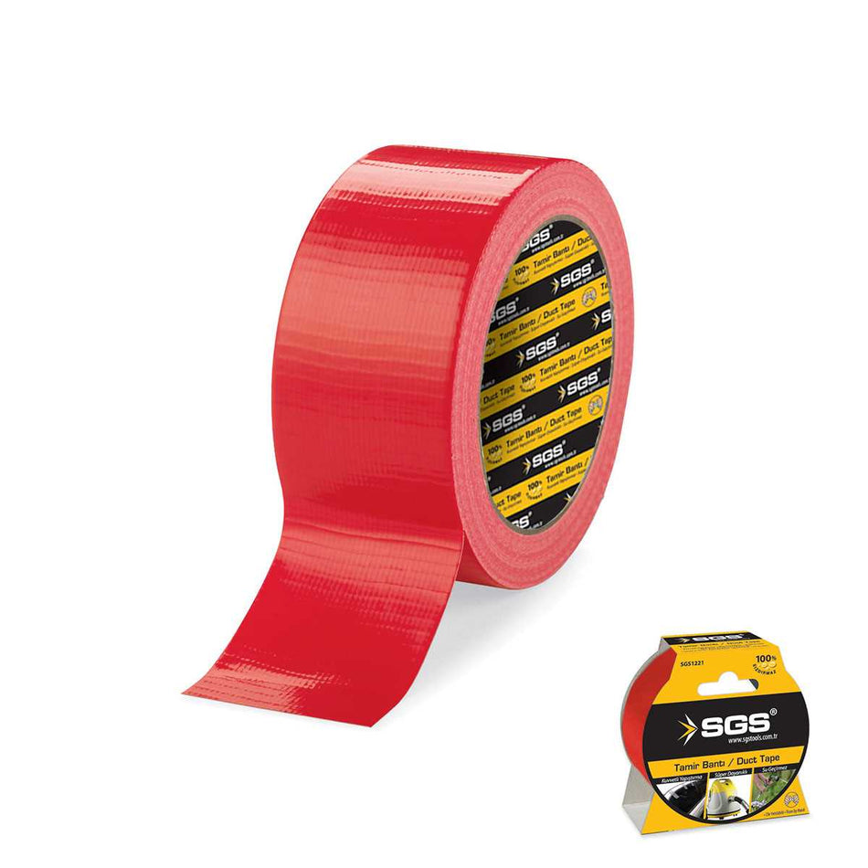 Bandă adezivă tip duct tape 48 mm x 10 m, roșie, SGS1224