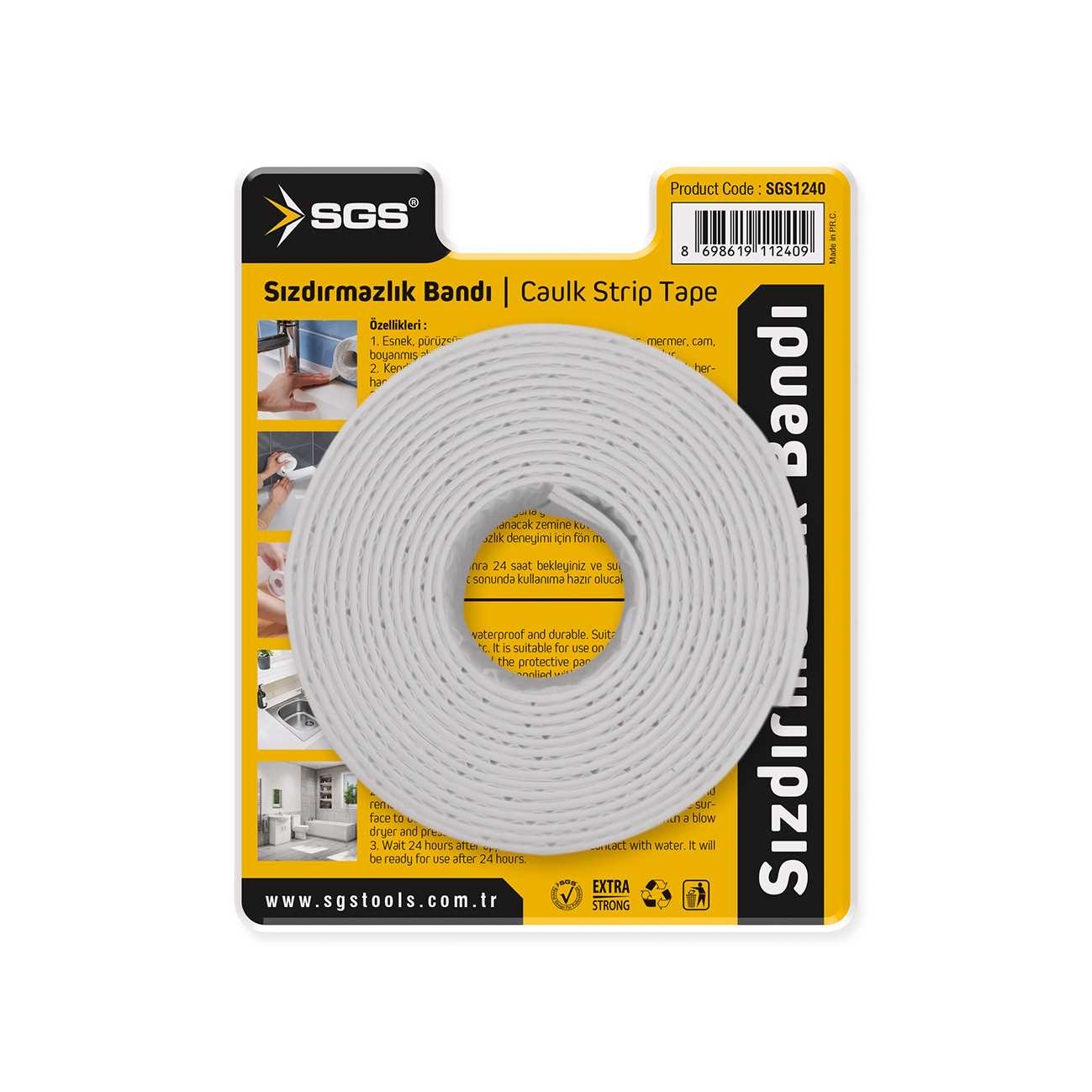 Bandă de etanșare autoadezivă baie și bucătărie 38 mm x 3.35 m – SGS1240