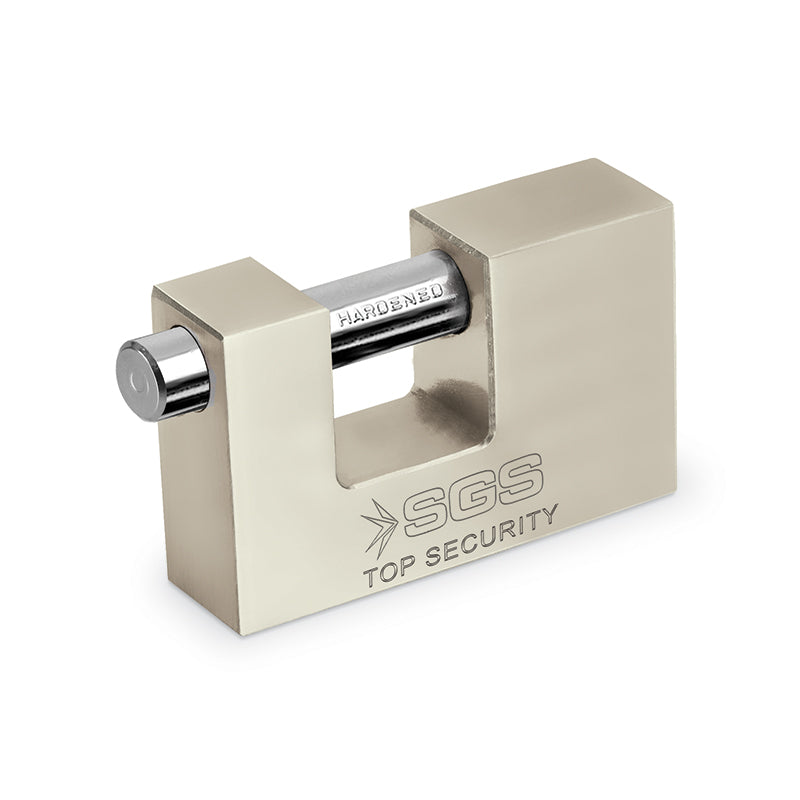 Lacăt rectangular cu bolt culisant satinat 80 mm, 3 chei incluse, rezistent la șocuri și coroziune – SGS1366