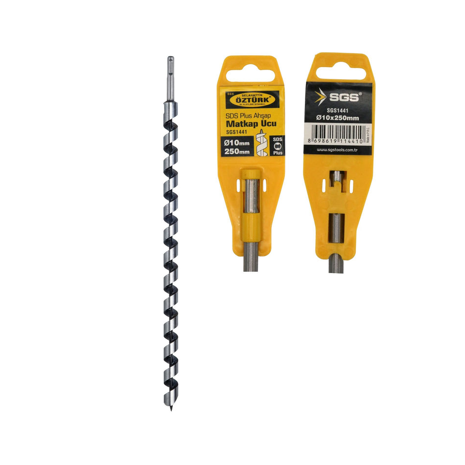 Burghiu lemn SDS-Plus Ø10 x 250 mm, pentru bormașină, vârf autofiletant, SGS