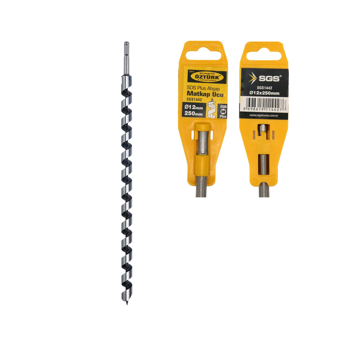 Burghiu lemn SDS-Plus SGS Ø12 x 250 mm, pentru bormașină, vârf autofiletant
